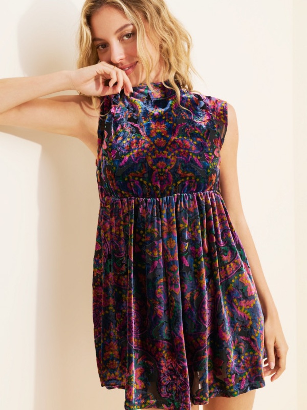 FREE PEOPLE “All The Time” Velvet Mini Dress
